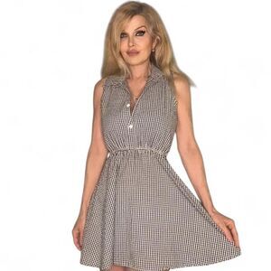 Sweet Black & White Gingham Shirt Dress XS-S